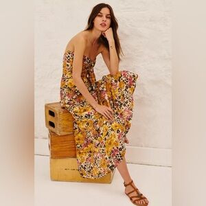 Floral ba&sh Strapless Maxi Dress